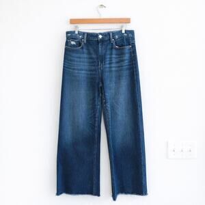 Paige Anessa Ultra High Waisted Wide Leg Ankle Jeans Medium Wash Blue 32